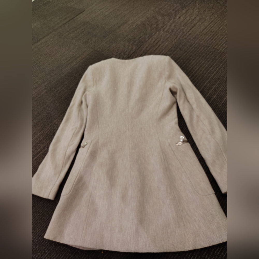 Zara Taupe Zip-Front Longline Coat - Picture 3 of 5